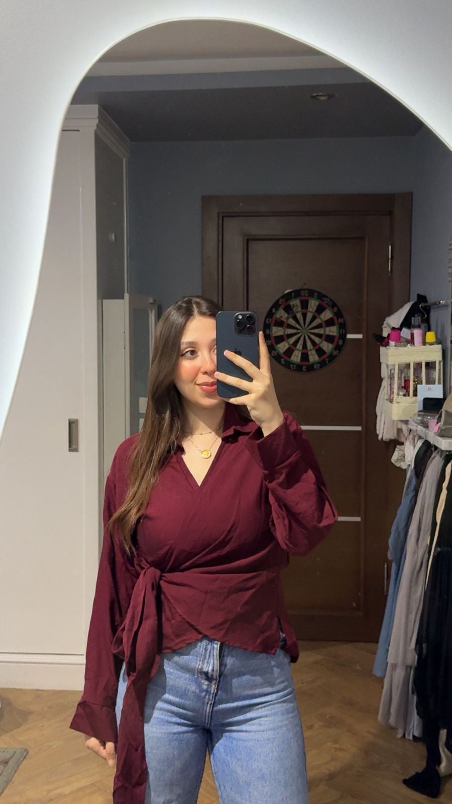 Burgundy wrapped shirt