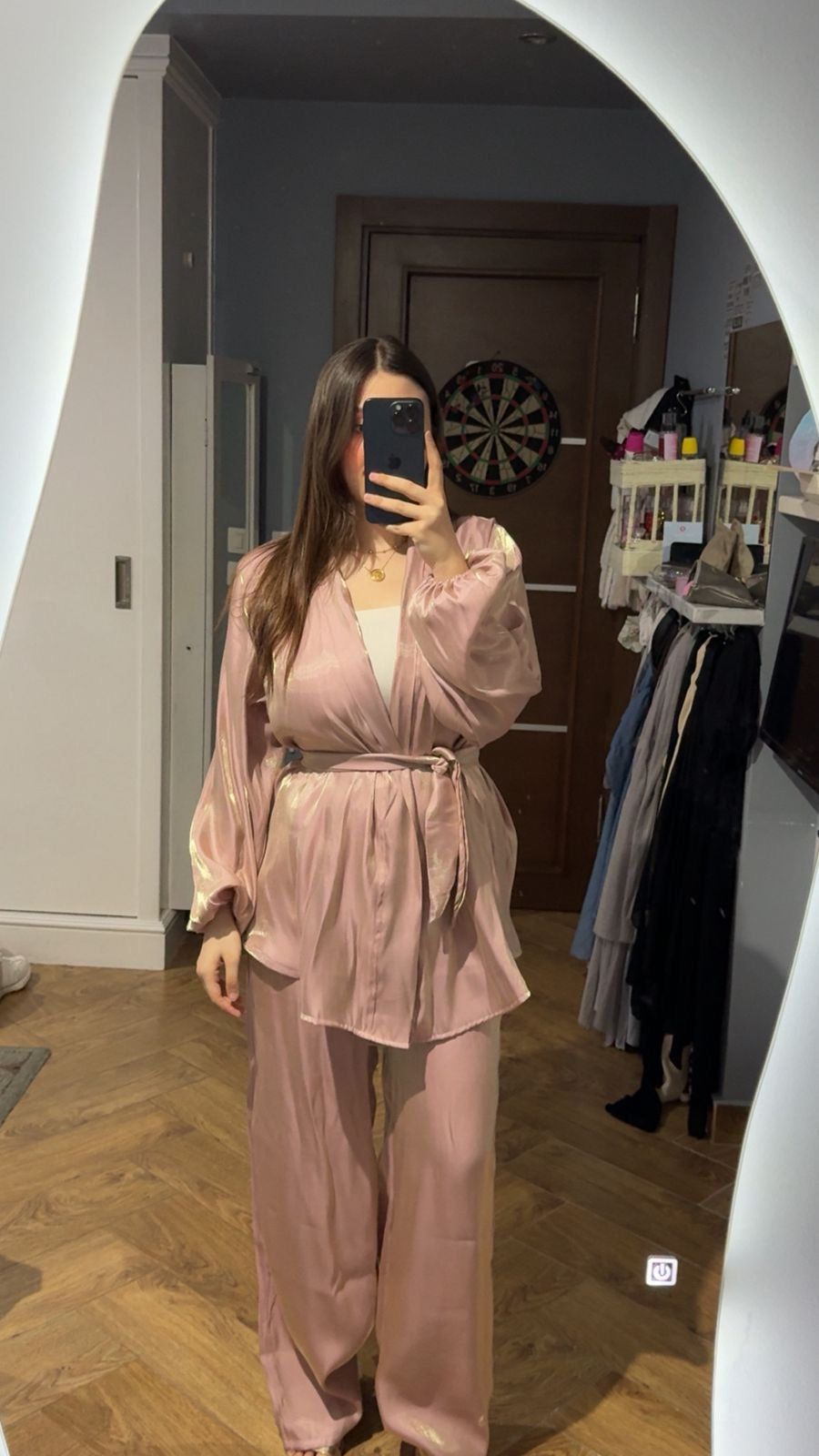 Evening shiny set in rose