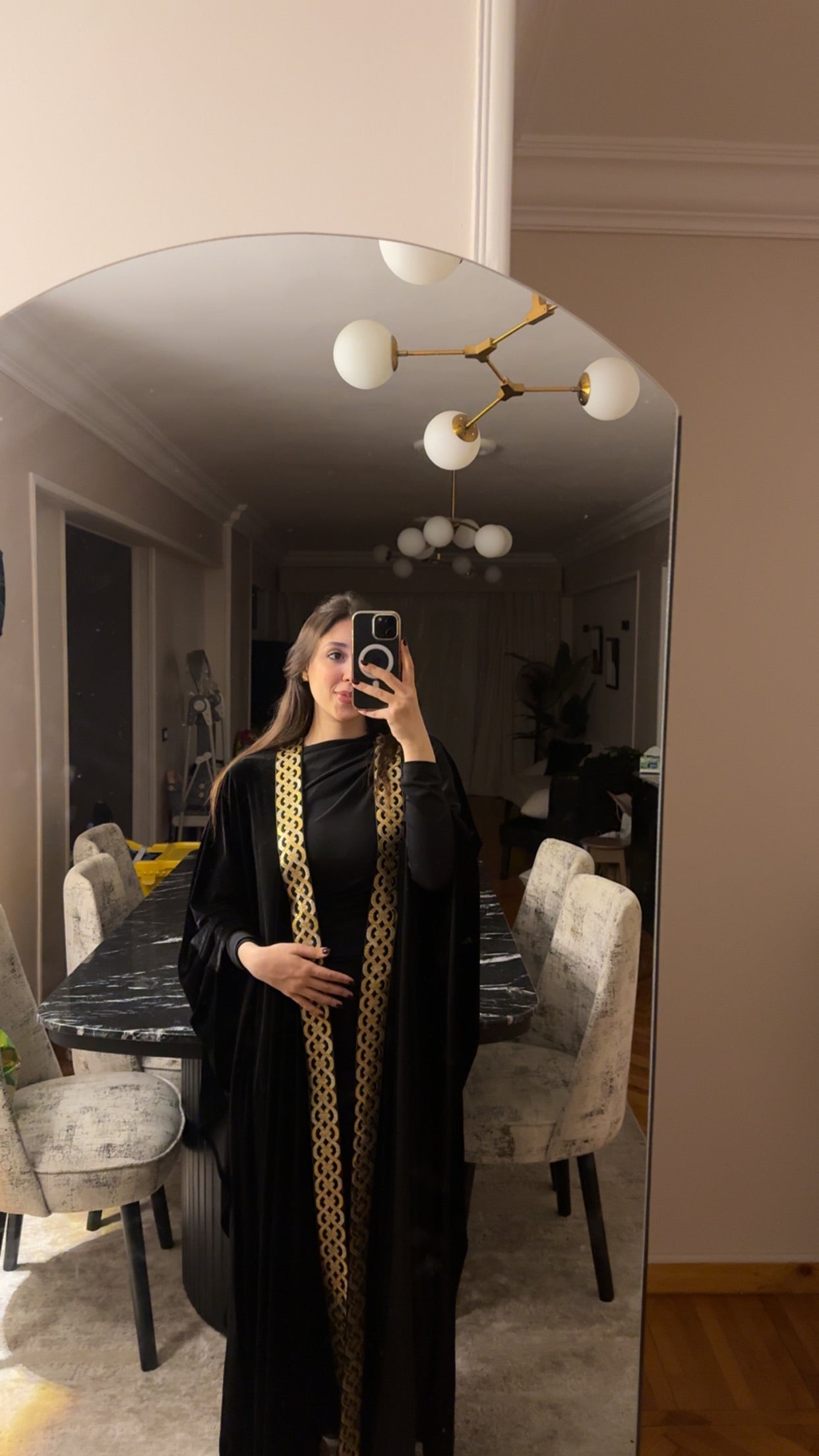 Black velvet kaftan