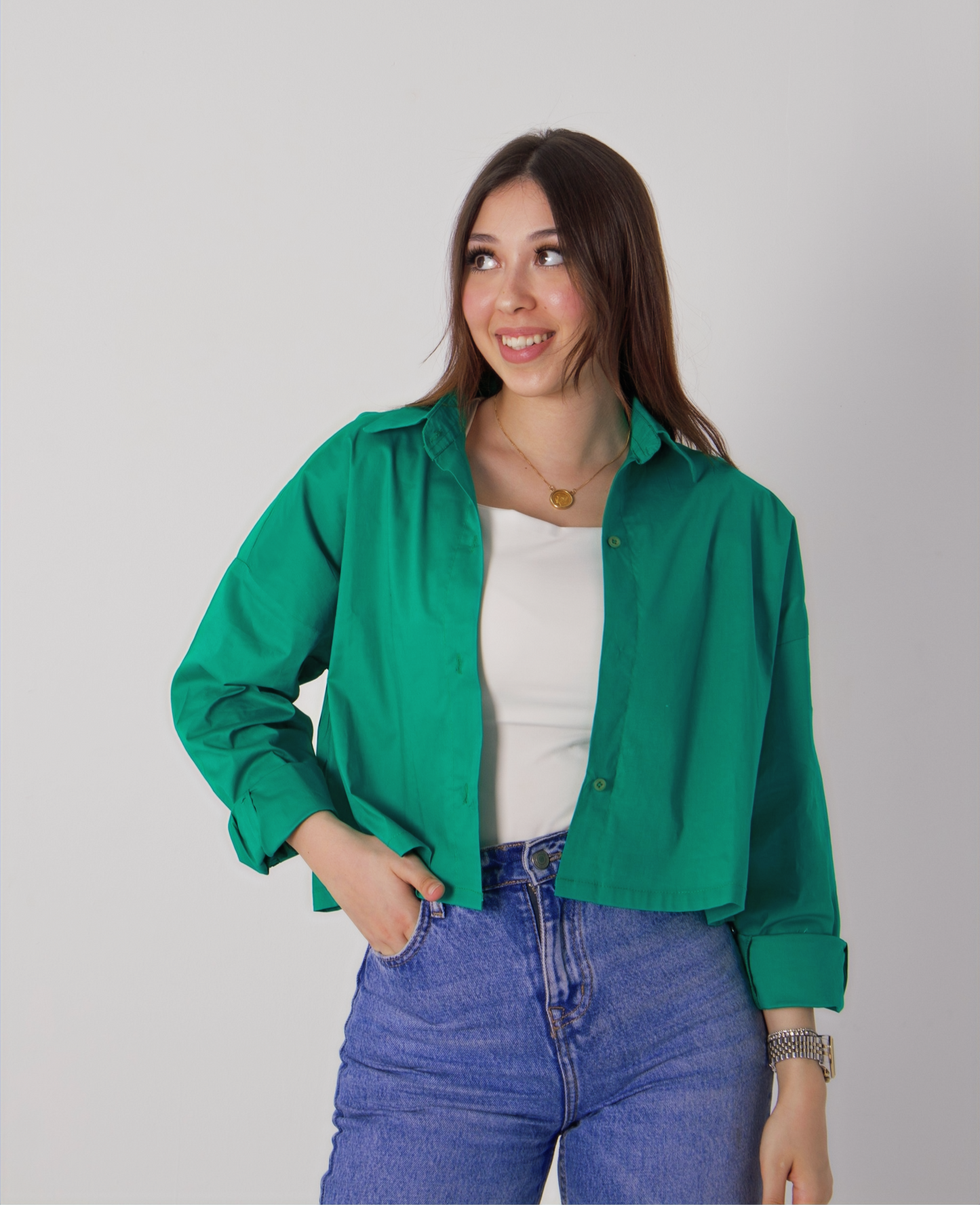 Green Cropped shirt