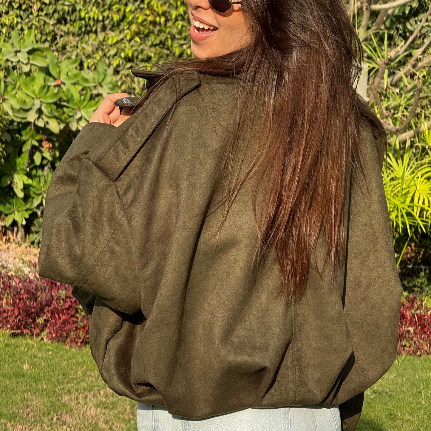 Suede bomber jacket