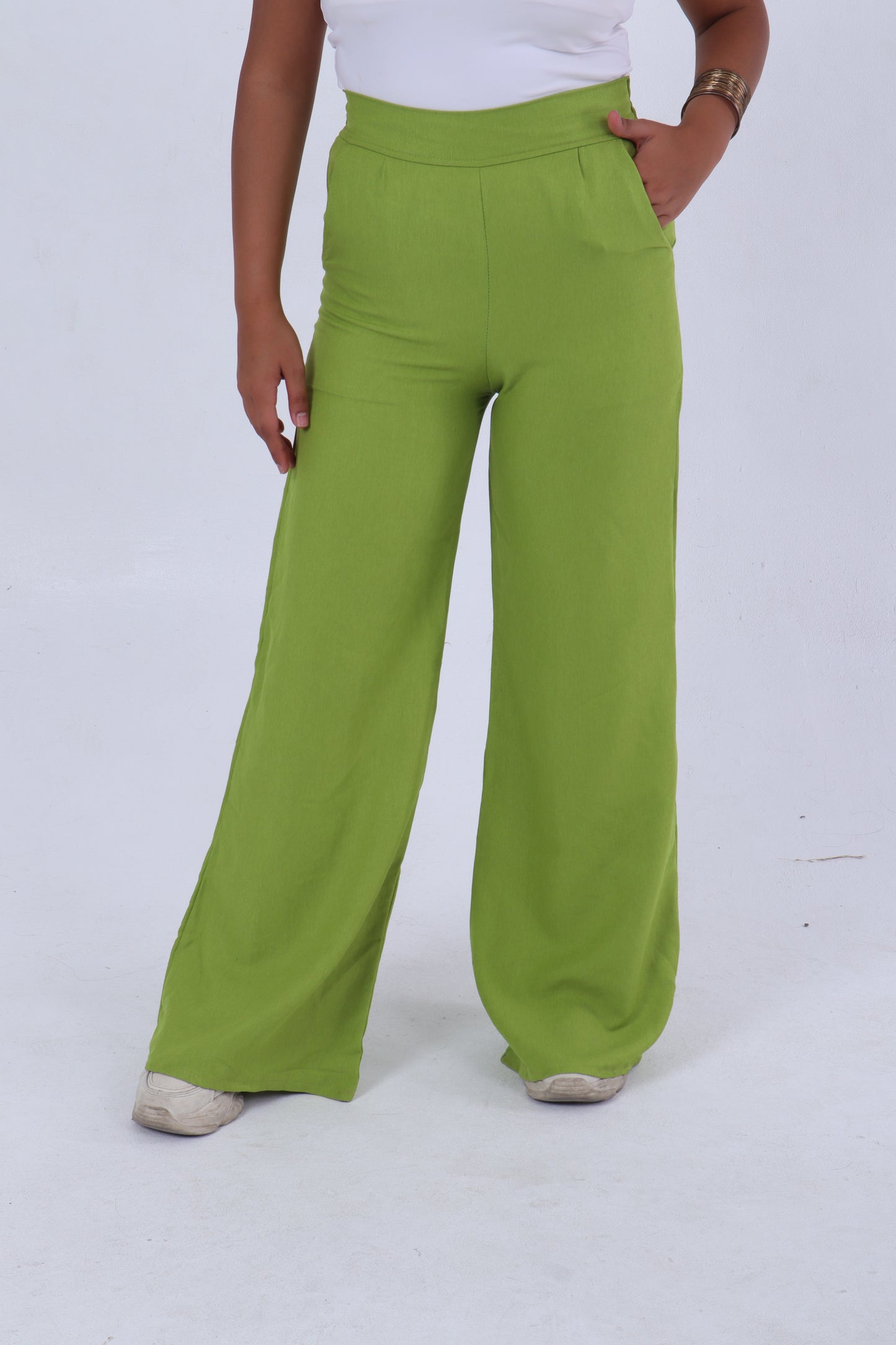 Green linen pants