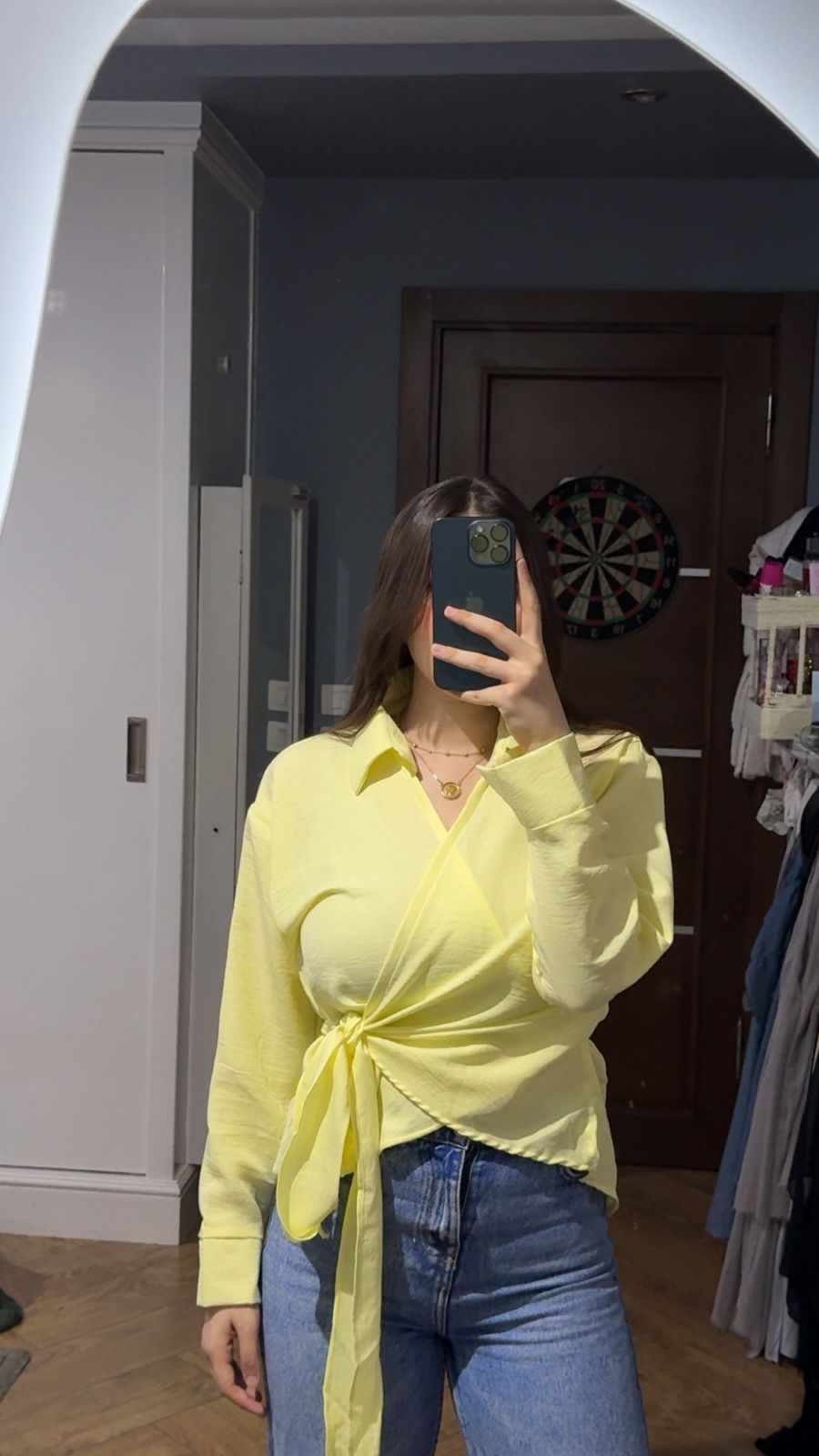 Butter yellow wrapped shirt