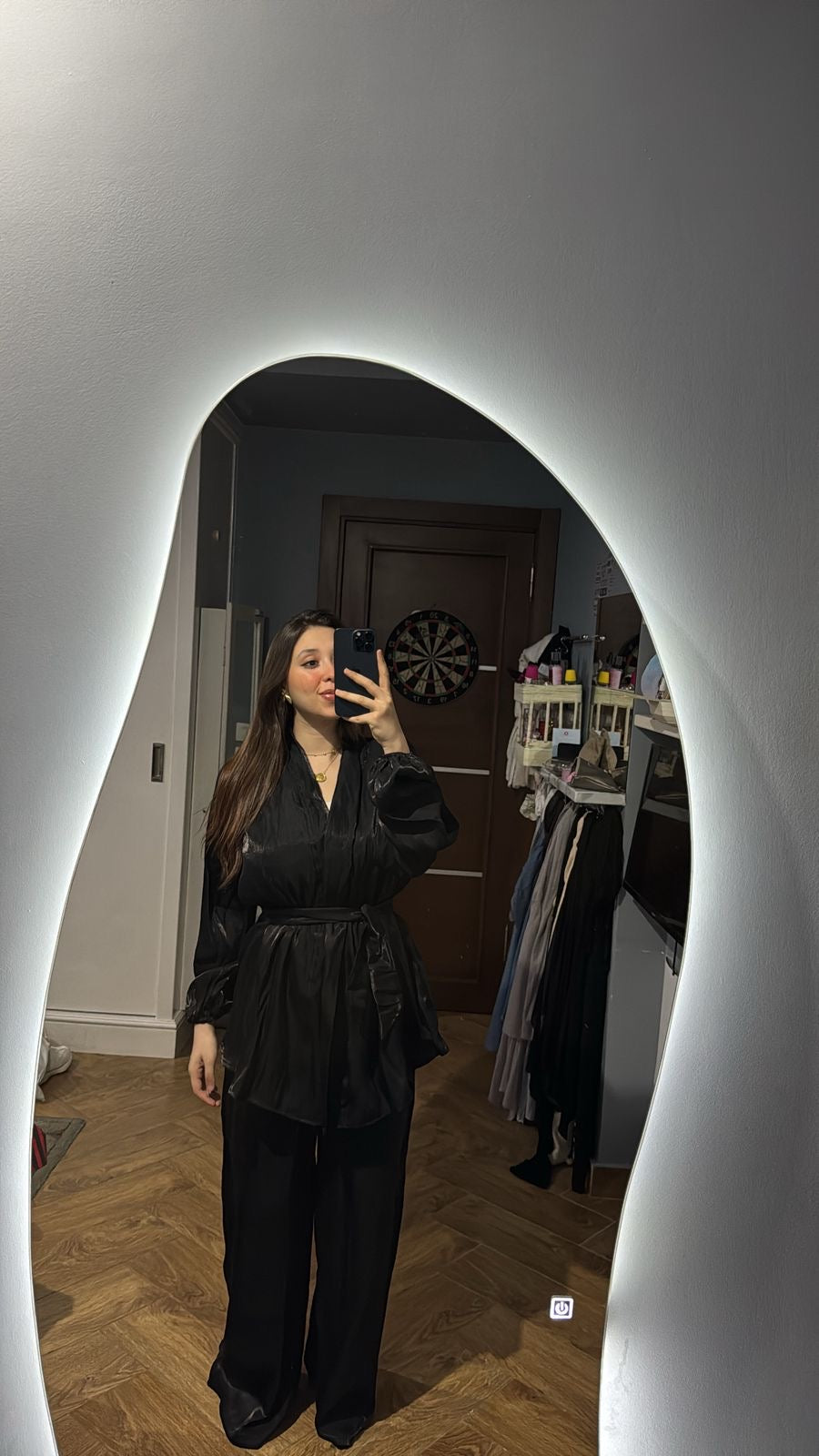 Evening shiny set in black