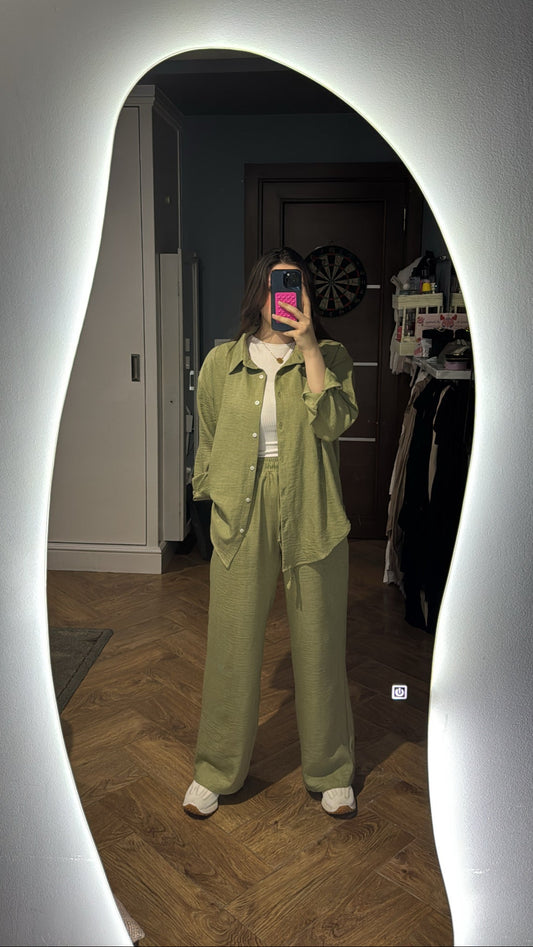 Mint green linen set