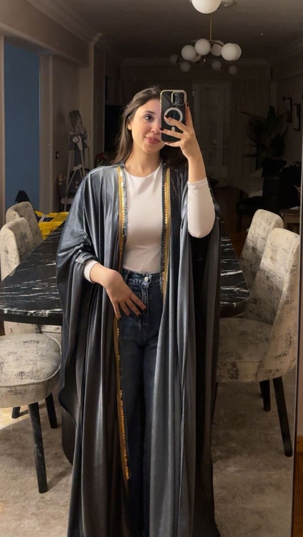 Moonlight Grey Velvet kaftan