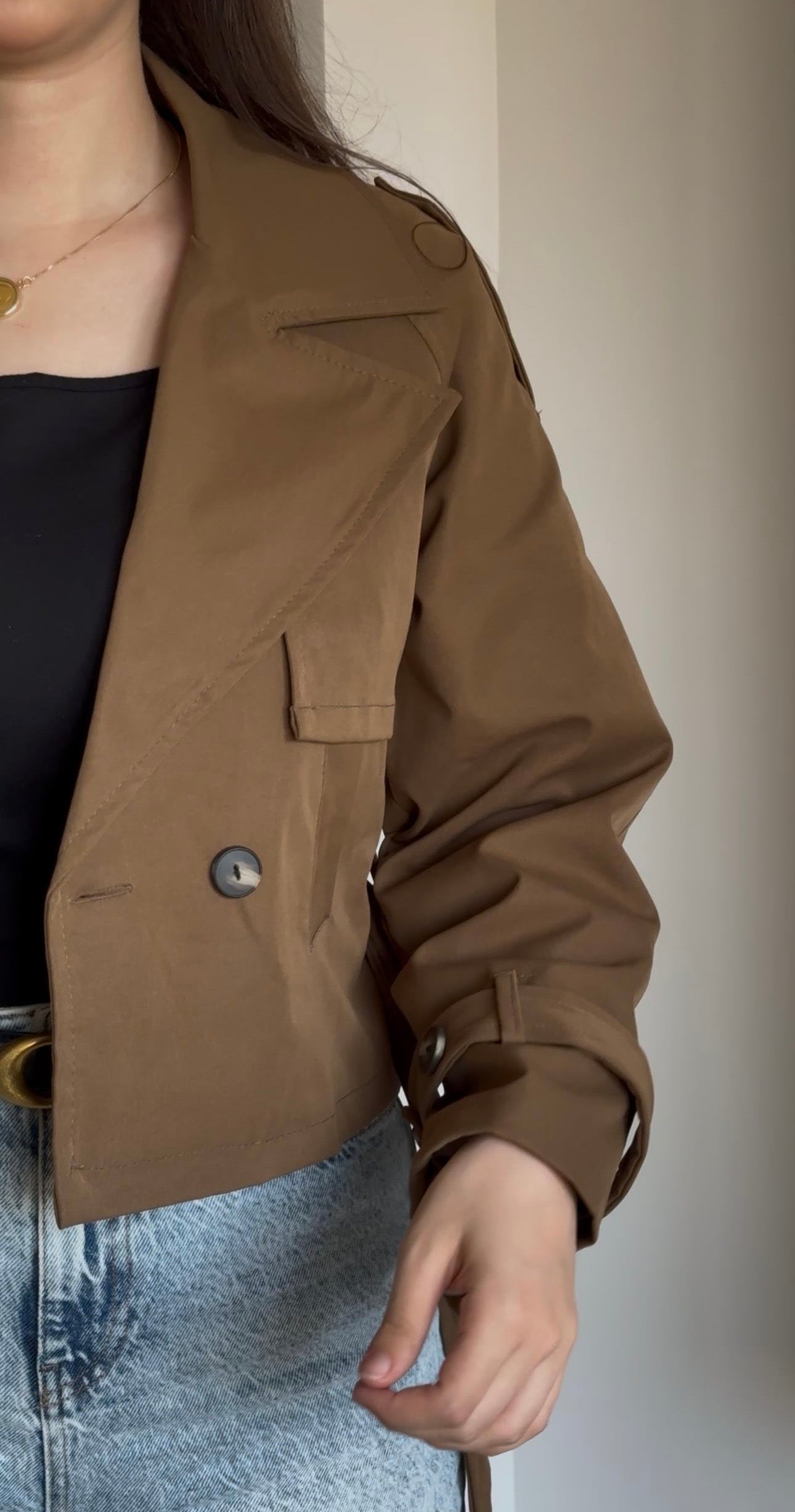 Cropped trench coat