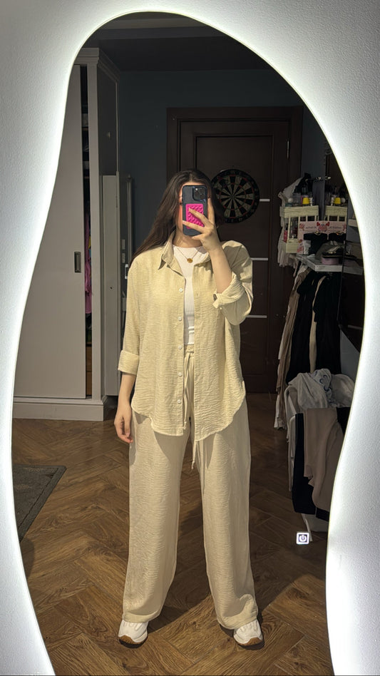 Beige linen set