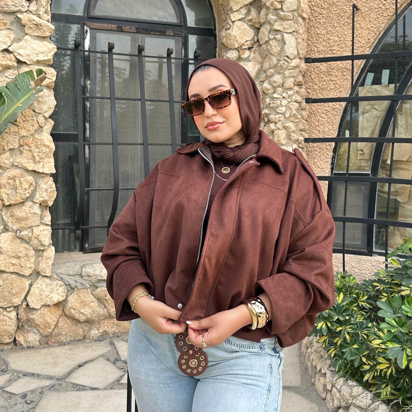 Suede bomber jacket