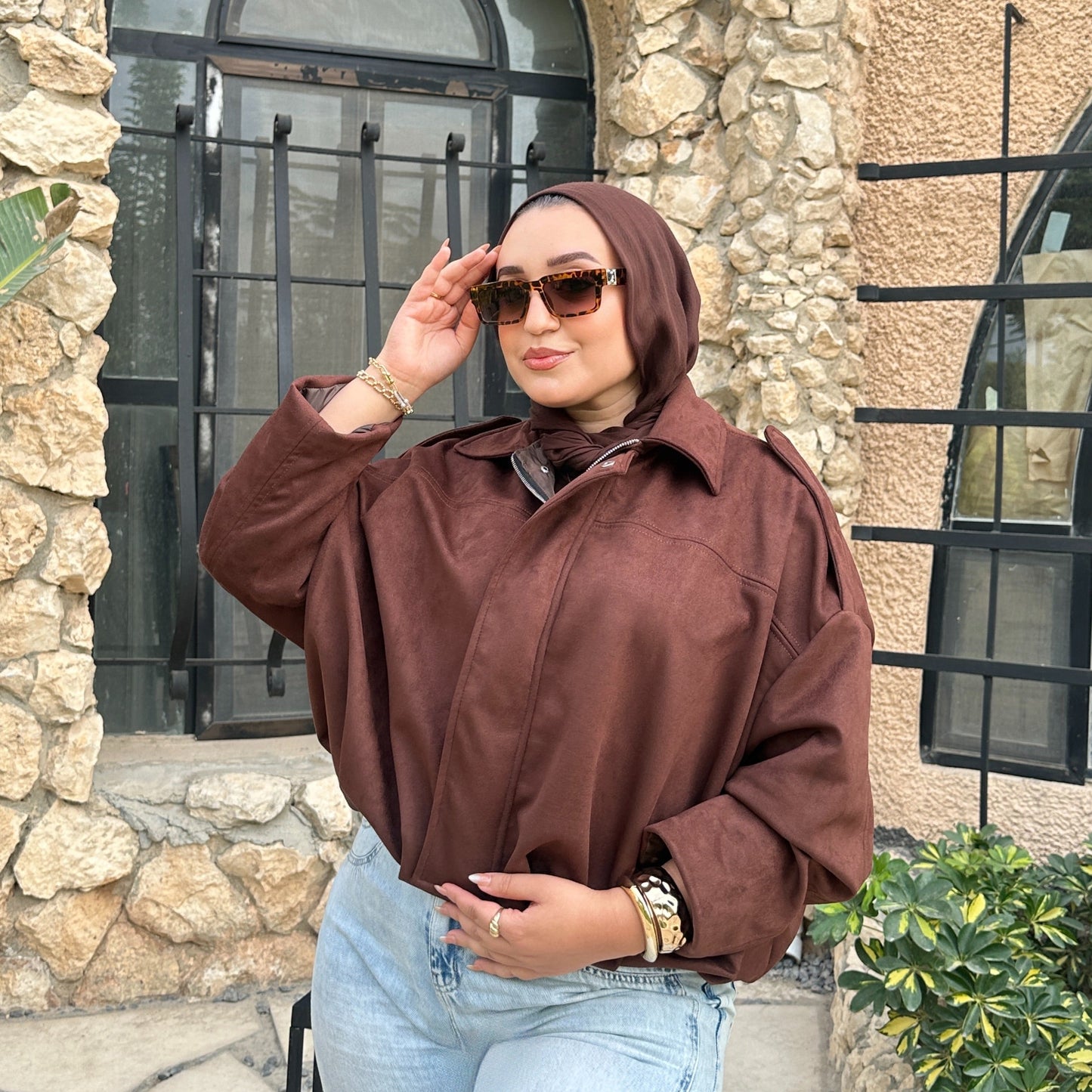 Suede bomber jacket