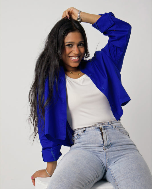 Blue Cropped shirt