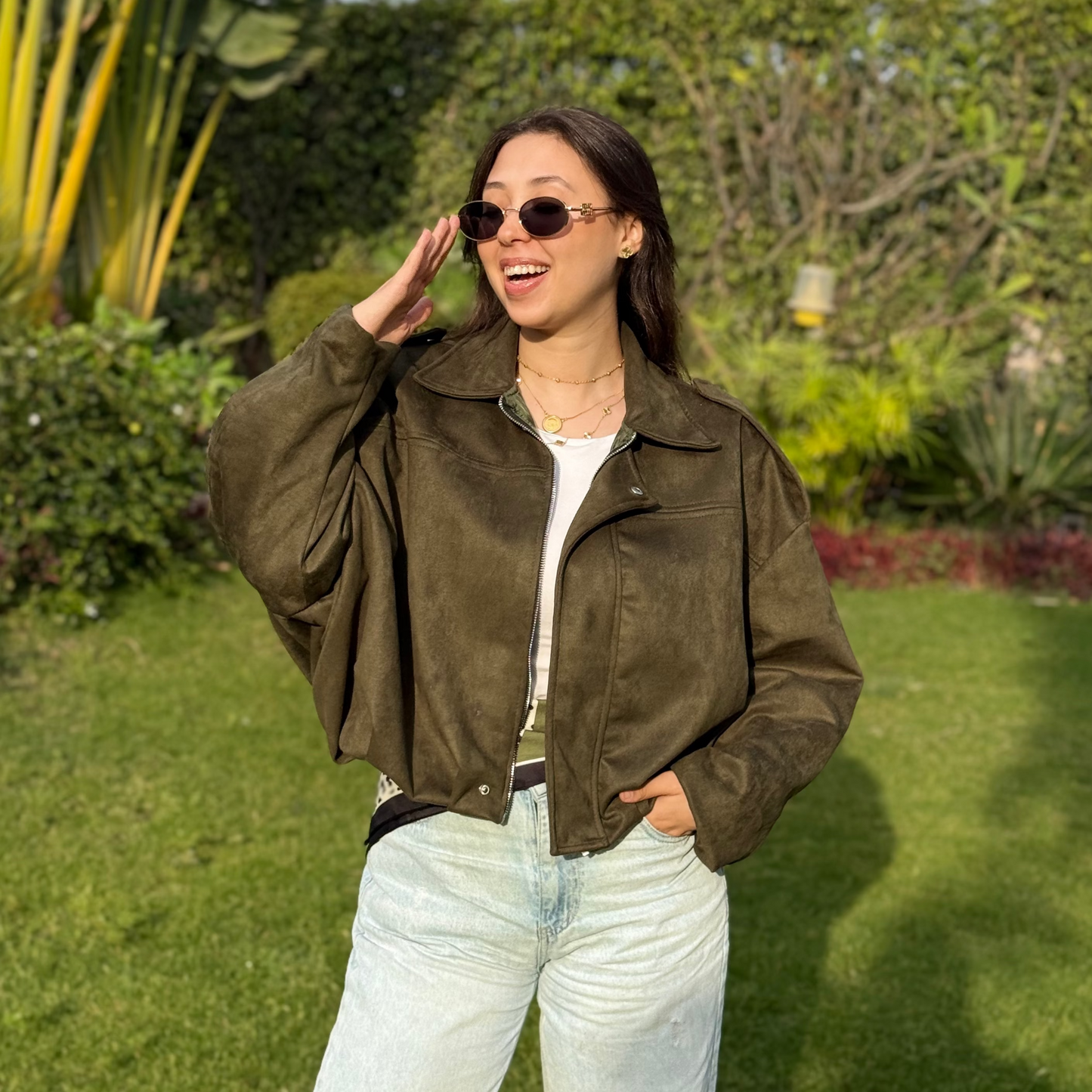 Suede bomber jacket