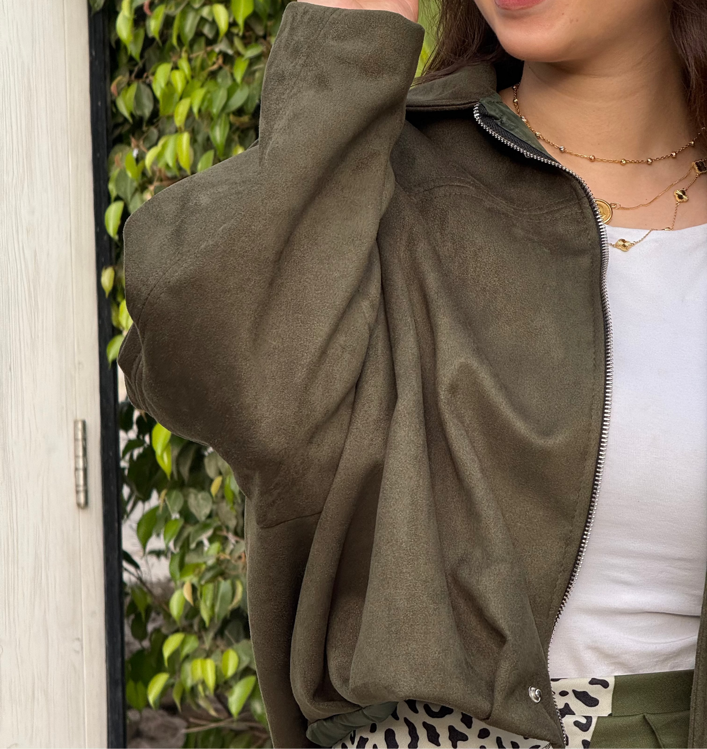 Suede bomber jacket