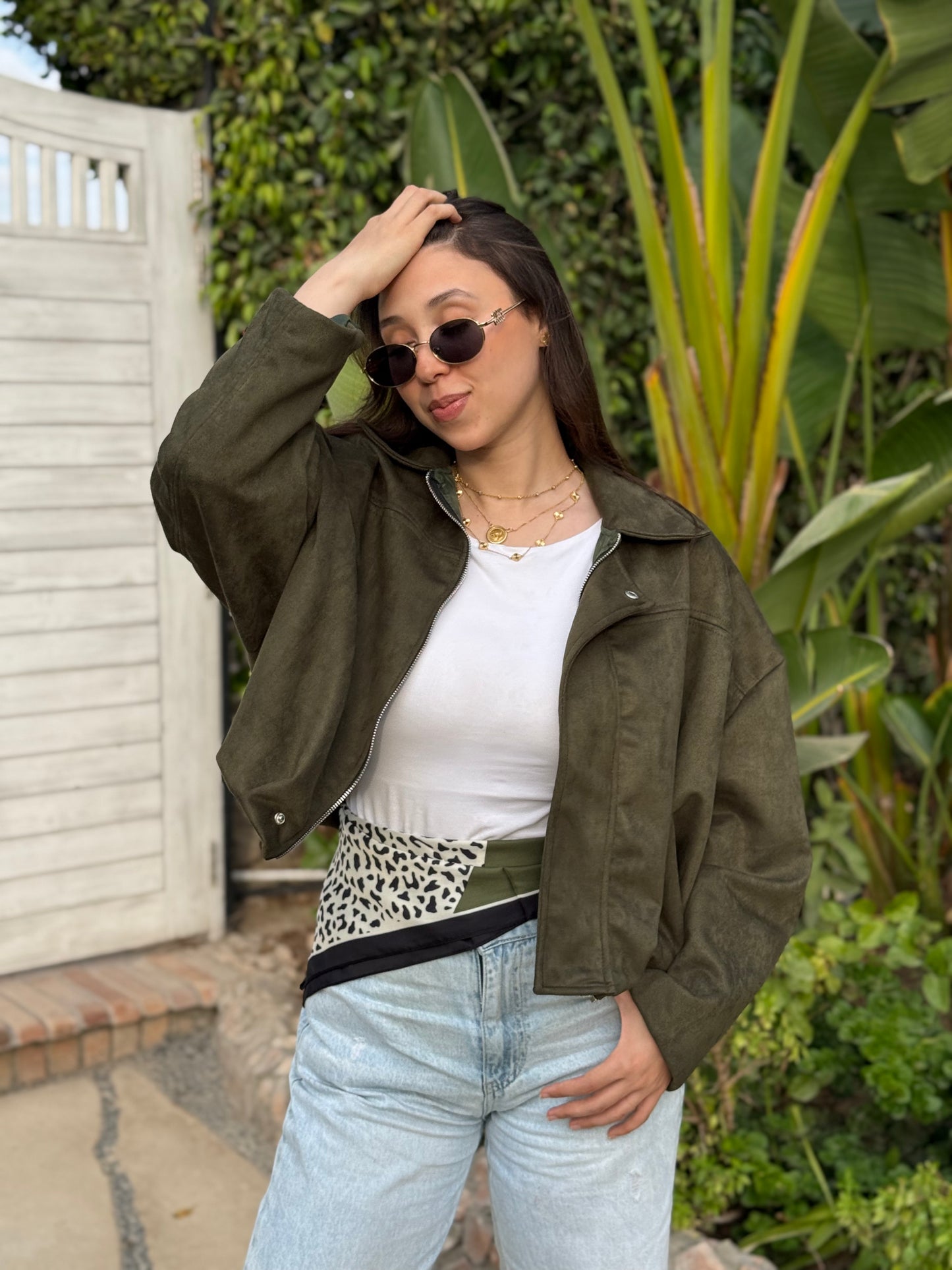 Suede bomber jacket