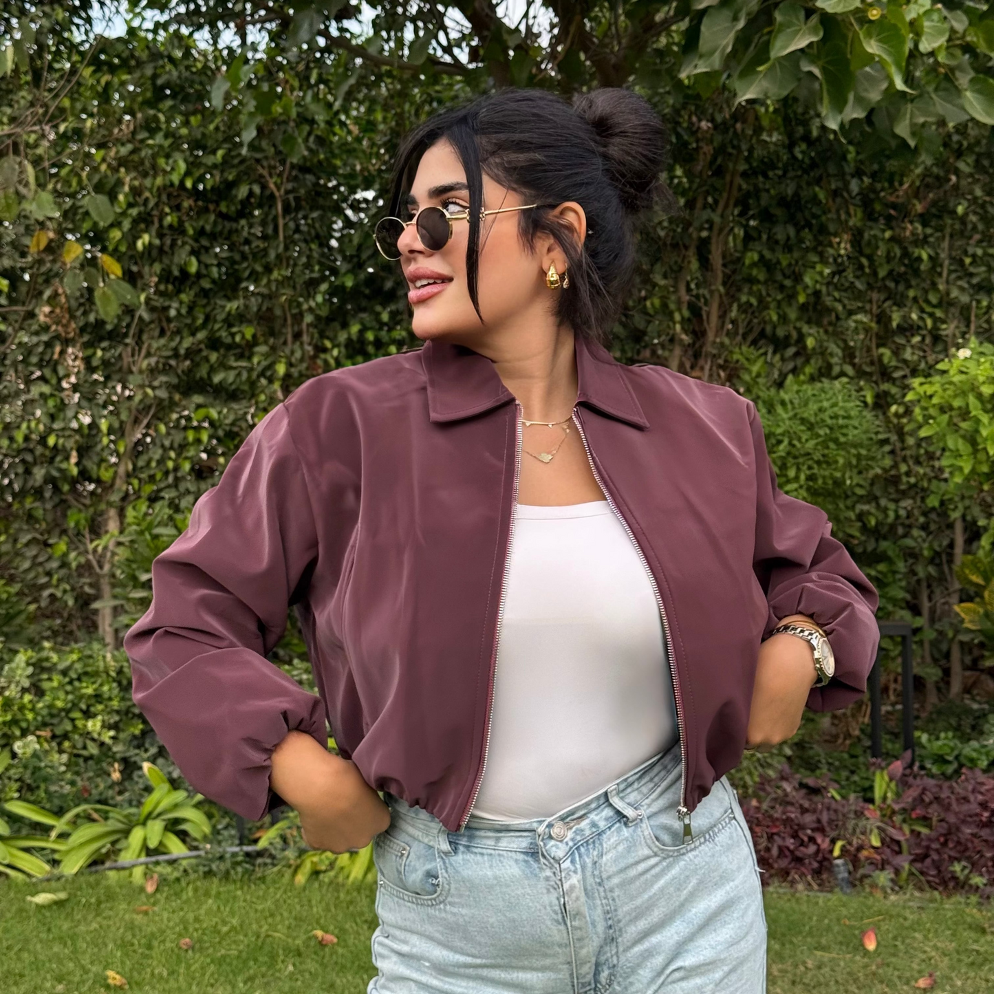 Cropped bomber jacket