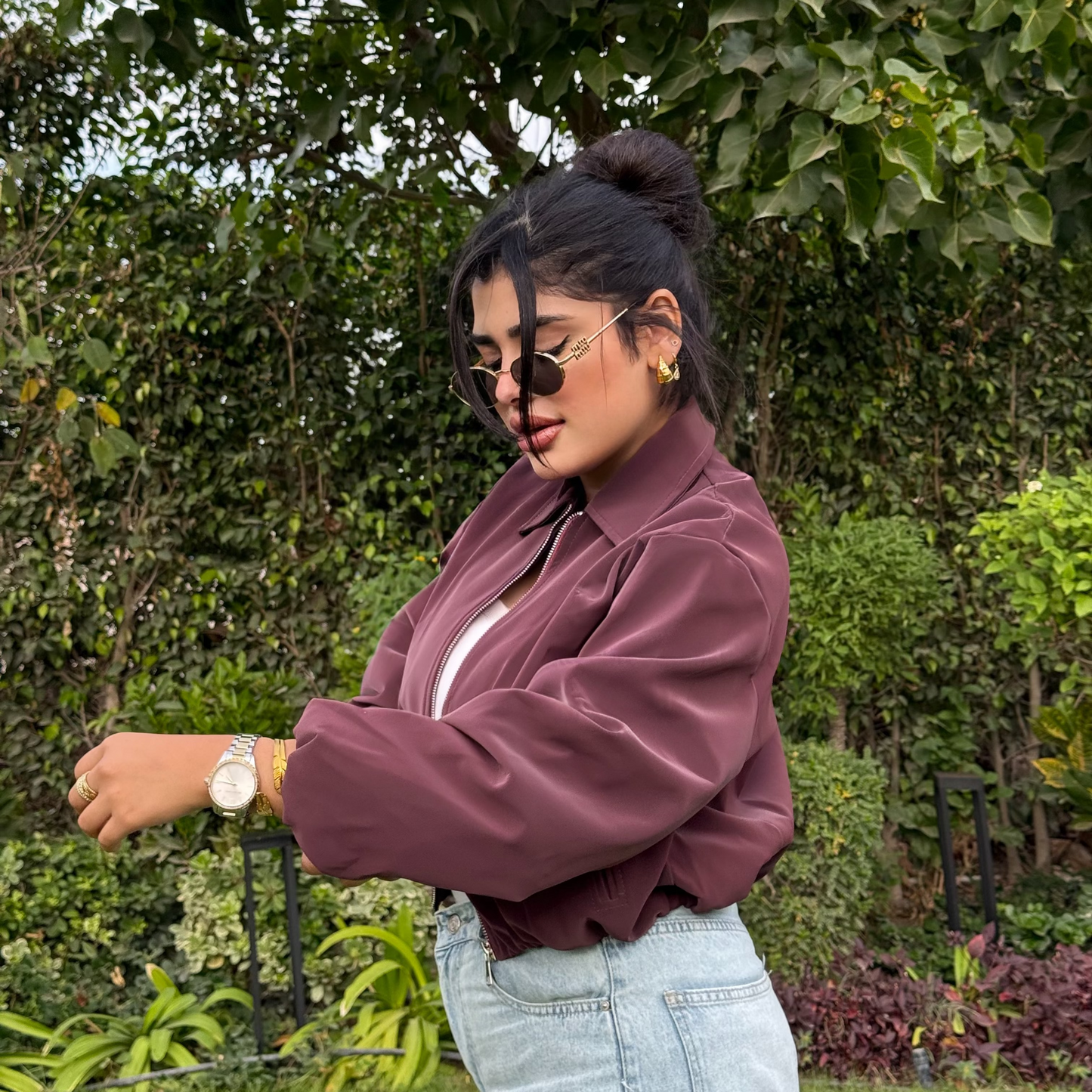 Cropped bomber jacket