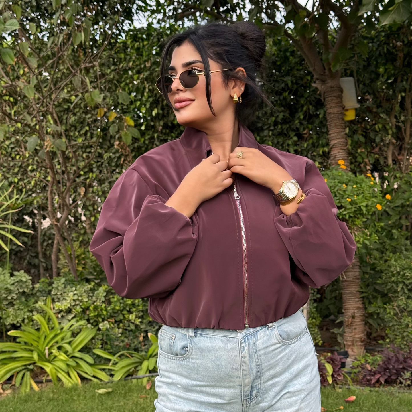 Cropped bomber jacket