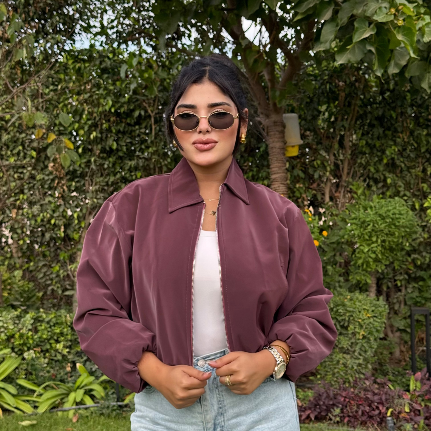 Cropped bomber jacket