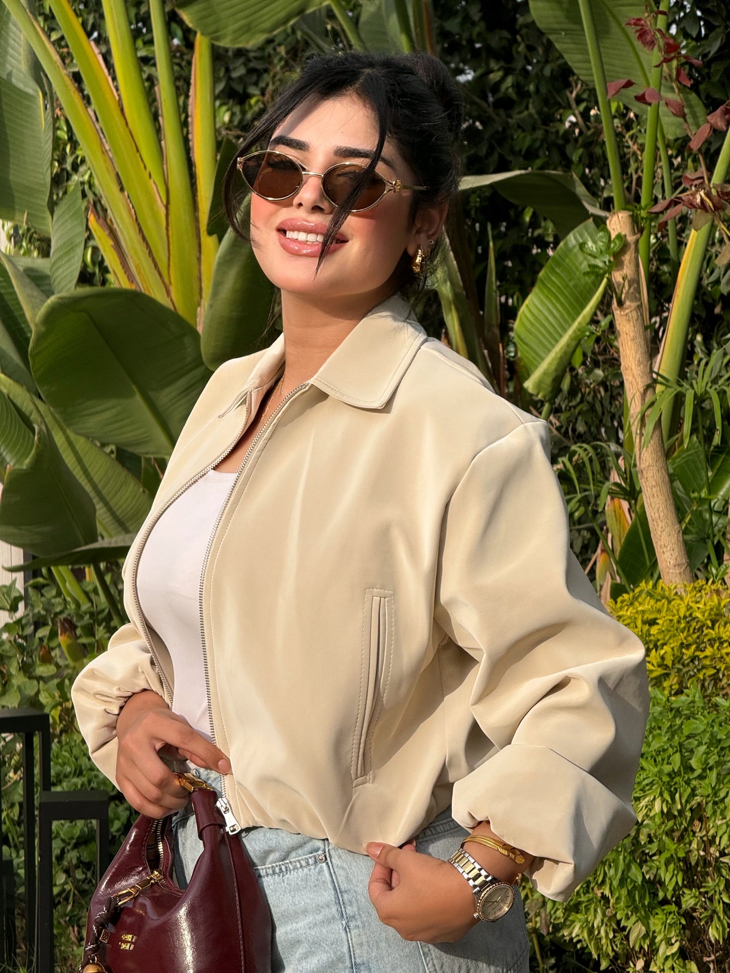 Cropped bomber jacket