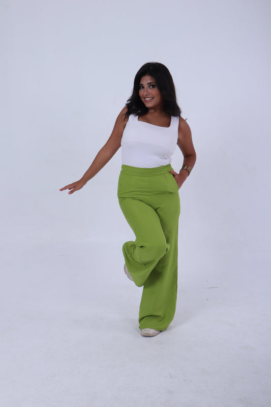 Green linen pants