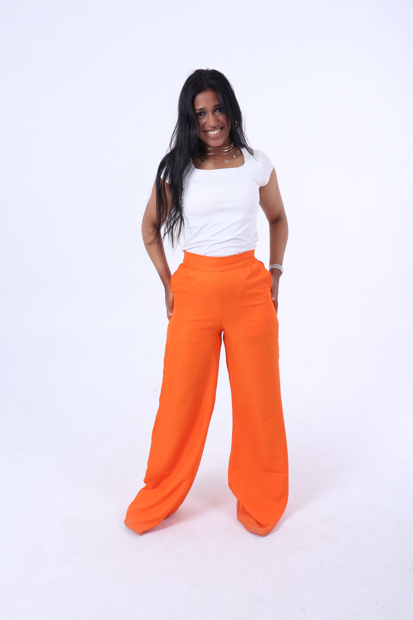 Orange linen pants