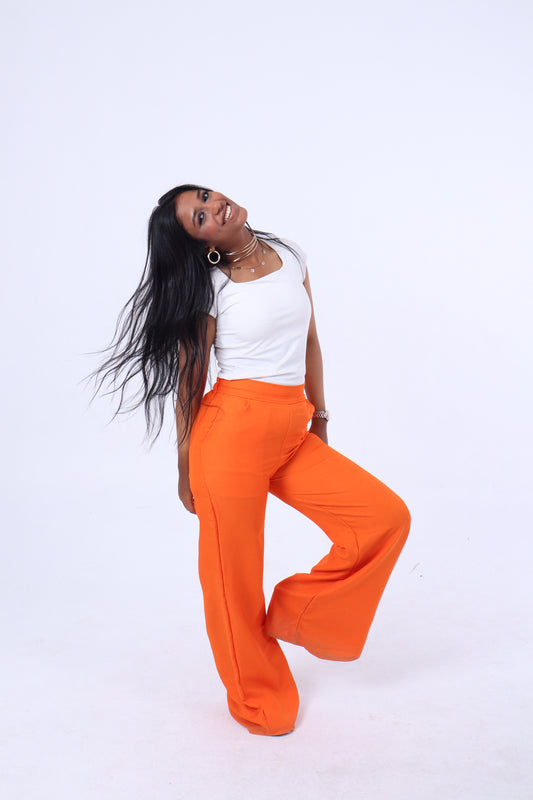 Orange linen pants