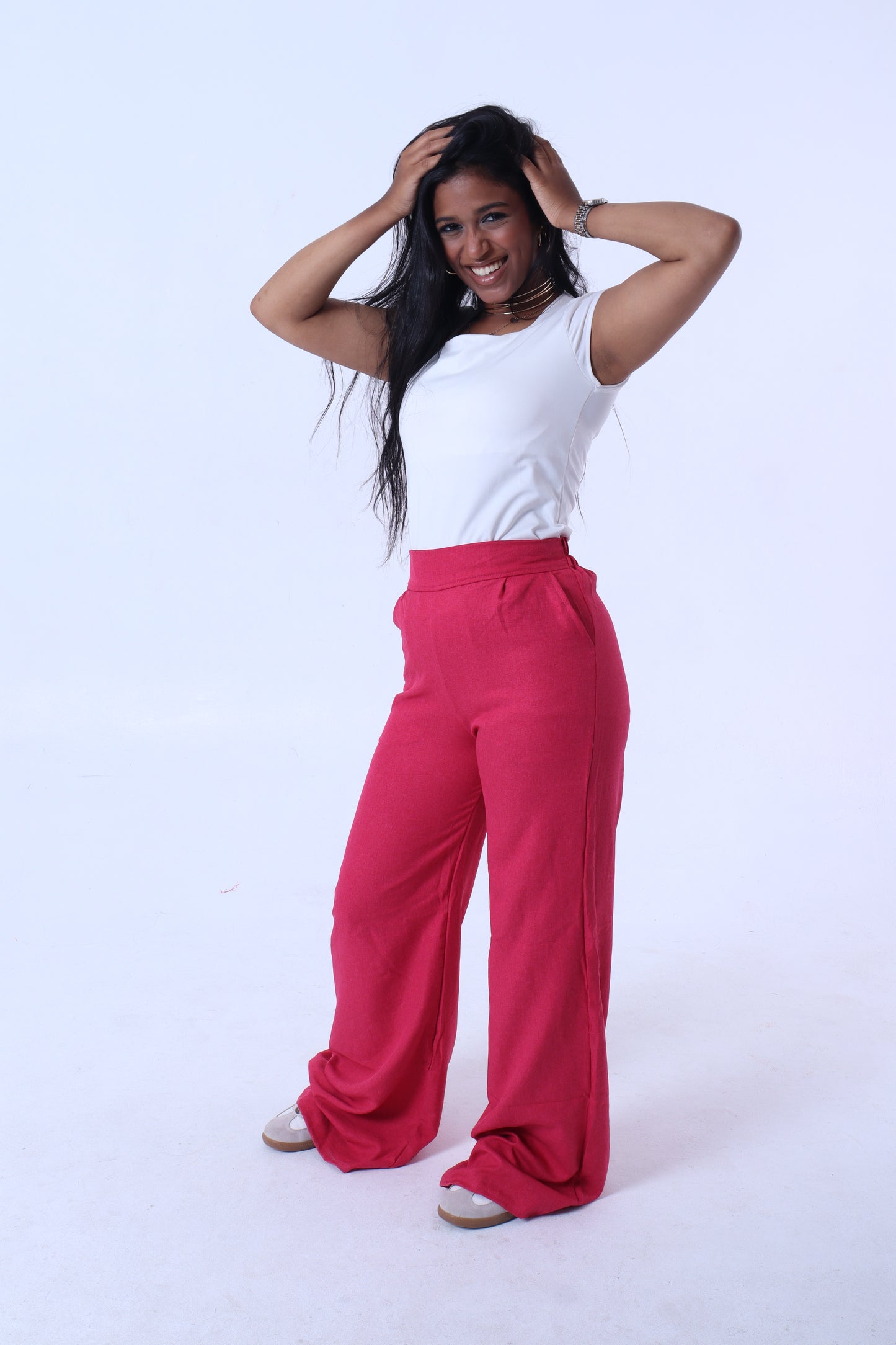 Pink linen pants