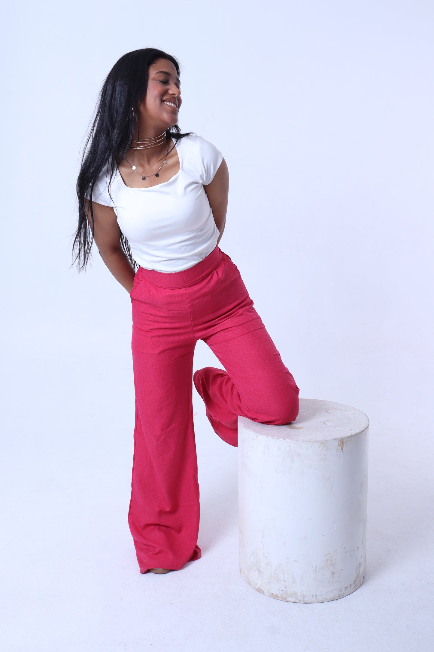 Pink linen pants