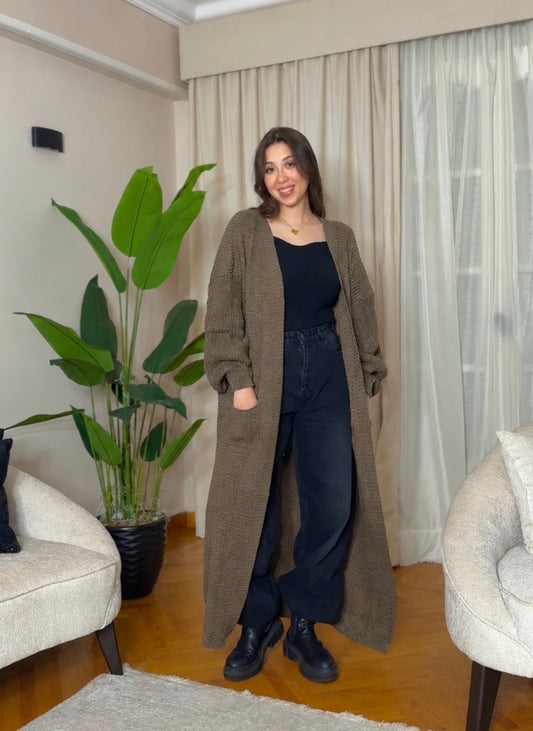 Long knitted cardigan