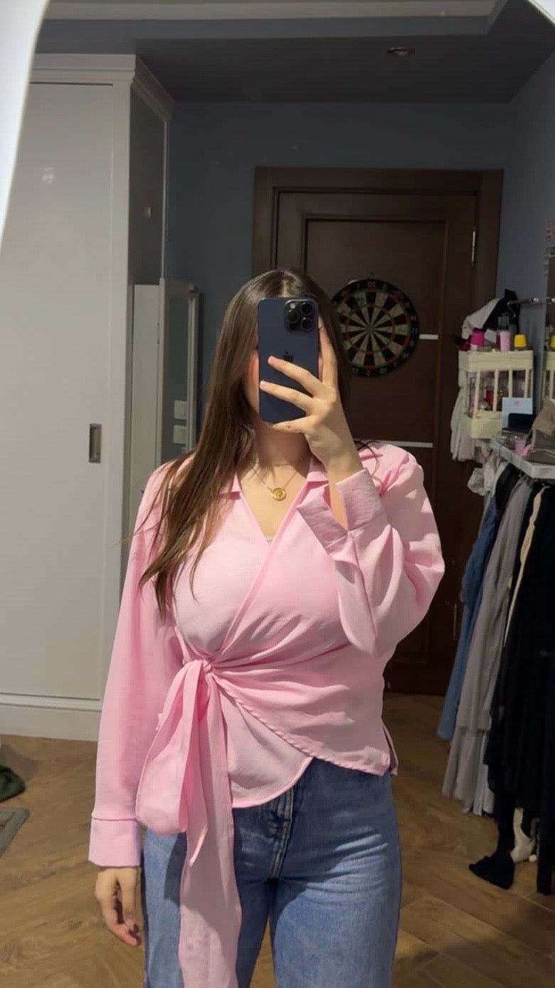 Baby pink wrapped shirt